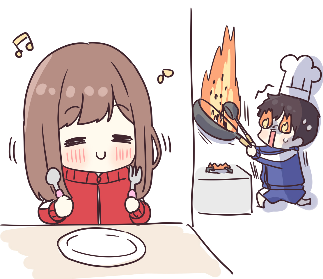今日はジャージくんがゴハン作ってくれるんだ